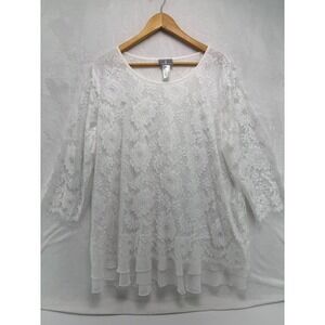 Women's Plus Size 20 Fair Lady White Lace Tunic Top Fairy, Whimsical